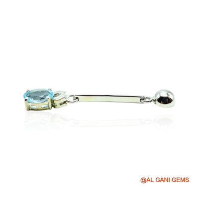 Sterling Silver Natural Blue Topaz Drop Handmade Anniversary Earrings SE-15