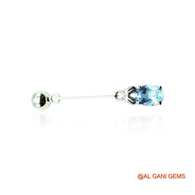 Sterling Silver Natural Blue Topaz Drop Handmade Anniversary Earrings SE-15