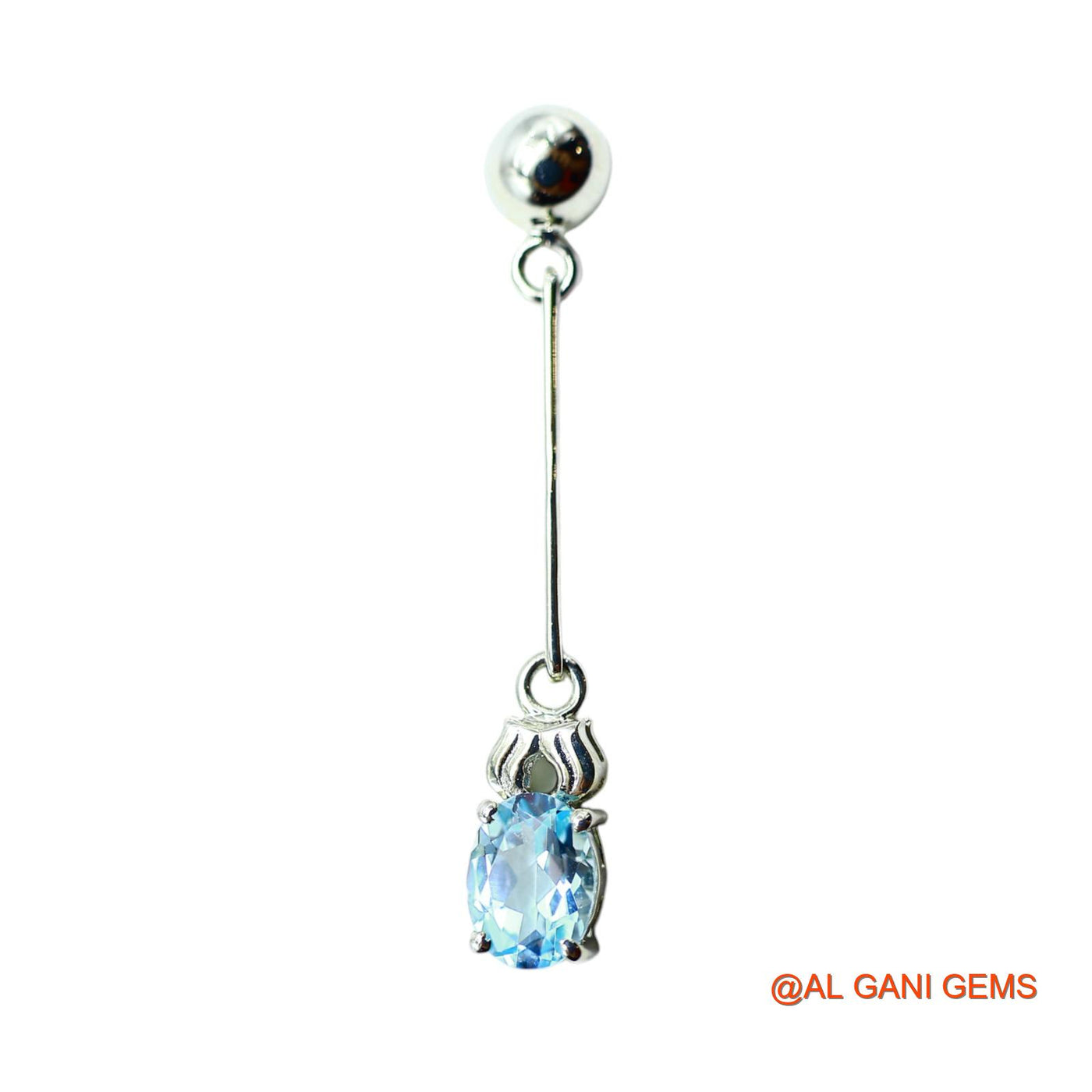 Sterling Silver Natural Blue Topaz Drop Handmade Anniversary Earrings SE-15