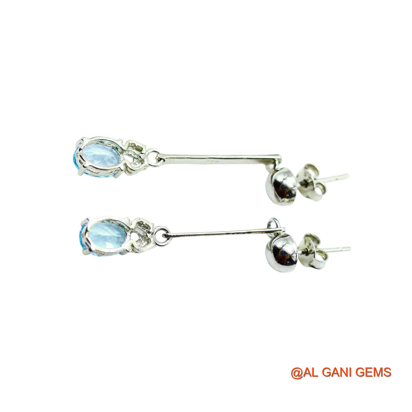 Sterling Silver Natural Blue Topaz Drop Handmade Anniversary Earrings SE-15