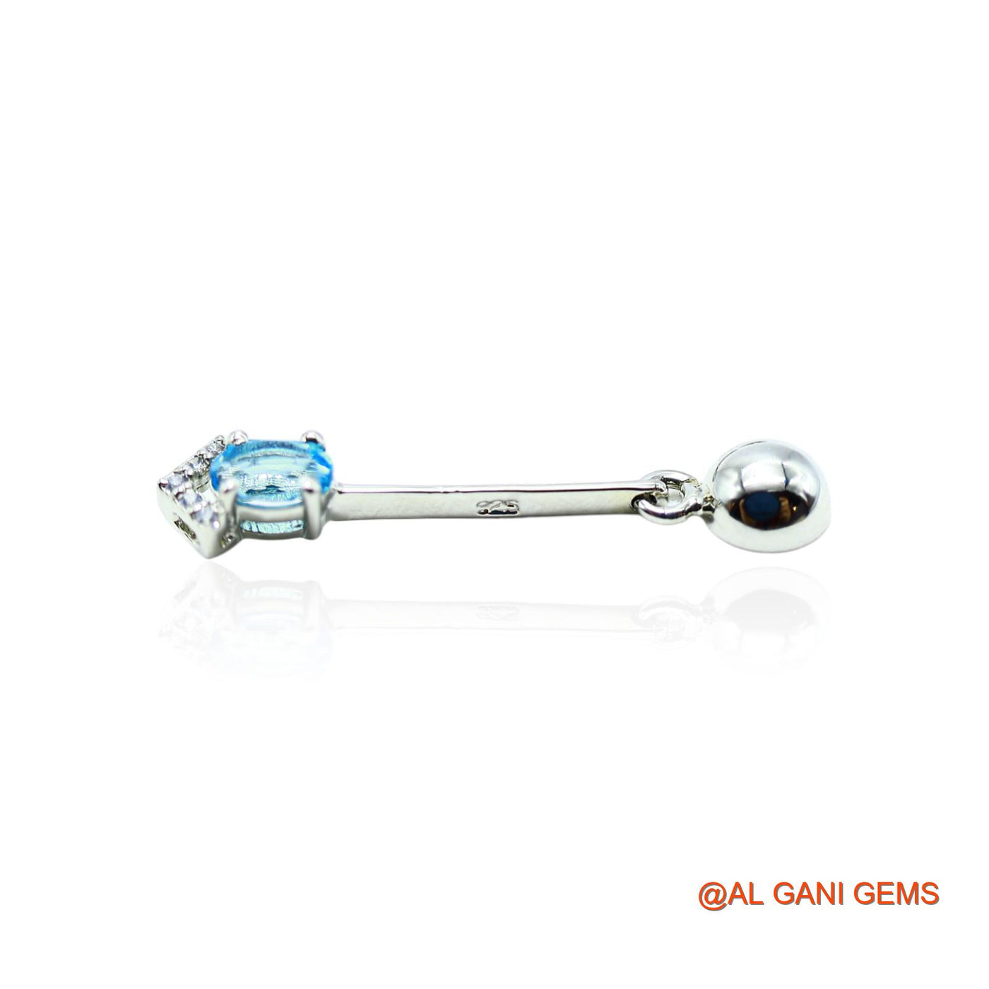 925 Sterling Silver Blue Topaz Gemstone Zircon Wedding Dangle Earrings SE-16
