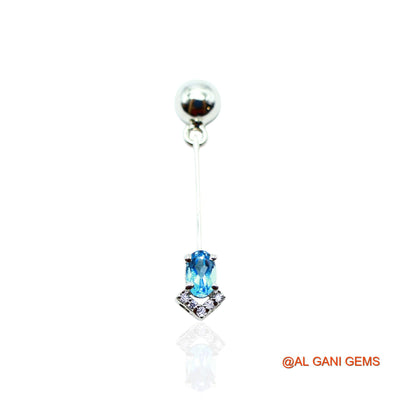 925 Sterling Silver Blue Topaz Gemstone Zircon Wedding Dangle Earrings SE-16