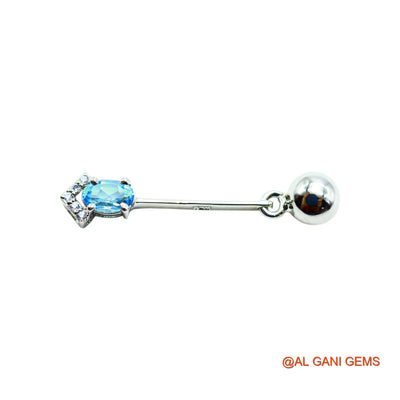 925 Sterling Silver Blue Topaz Gemstone Zircon Wedding Dangle Earrings SE-16