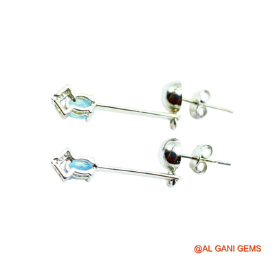 925 Sterling Silver Blue Topaz Gemstone Zircon Wedding Dangle Earrings SE-16