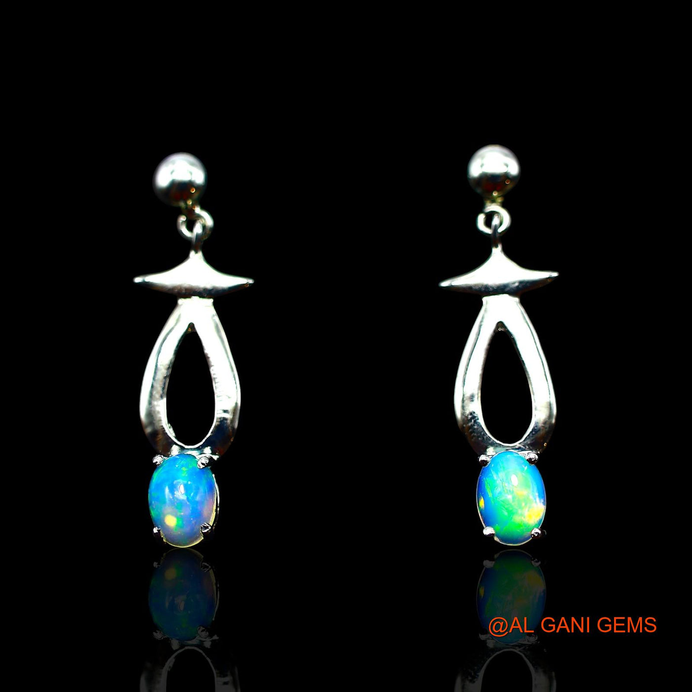 Ethiopian Fire Opal Stone Engagement Hook Drop Mother Antique Earrings 925 Silver SE-17