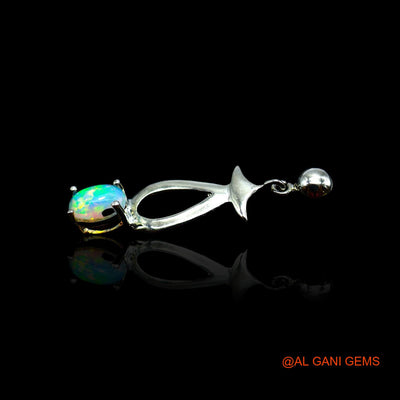 Ethiopian Fire Opal Stone Engagement Hook Drop Mother Antique Earrings 925 Silver SE-17