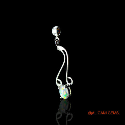 Natural Ethiopian Fire Opal 925 Sterling Silver Dangle Daughter Hook Earrings SE-18
