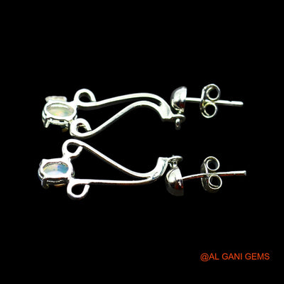 Natural Ethiopian Fire Opal 925 Sterling Silver Dangle Daughter Hook Earrings SE-18