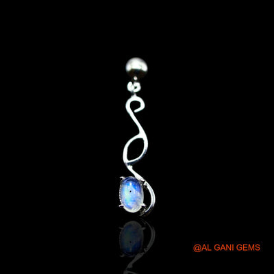 White Rainbow Moonstone Gemstone 925 Sterling Silver Drop Dangle Handcrafted Earrings SE-19