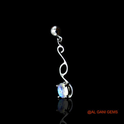 White Rainbow Moonstone Gemstone 925 Sterling Silver Drop Dangle Handcrafted Earrings SE-19