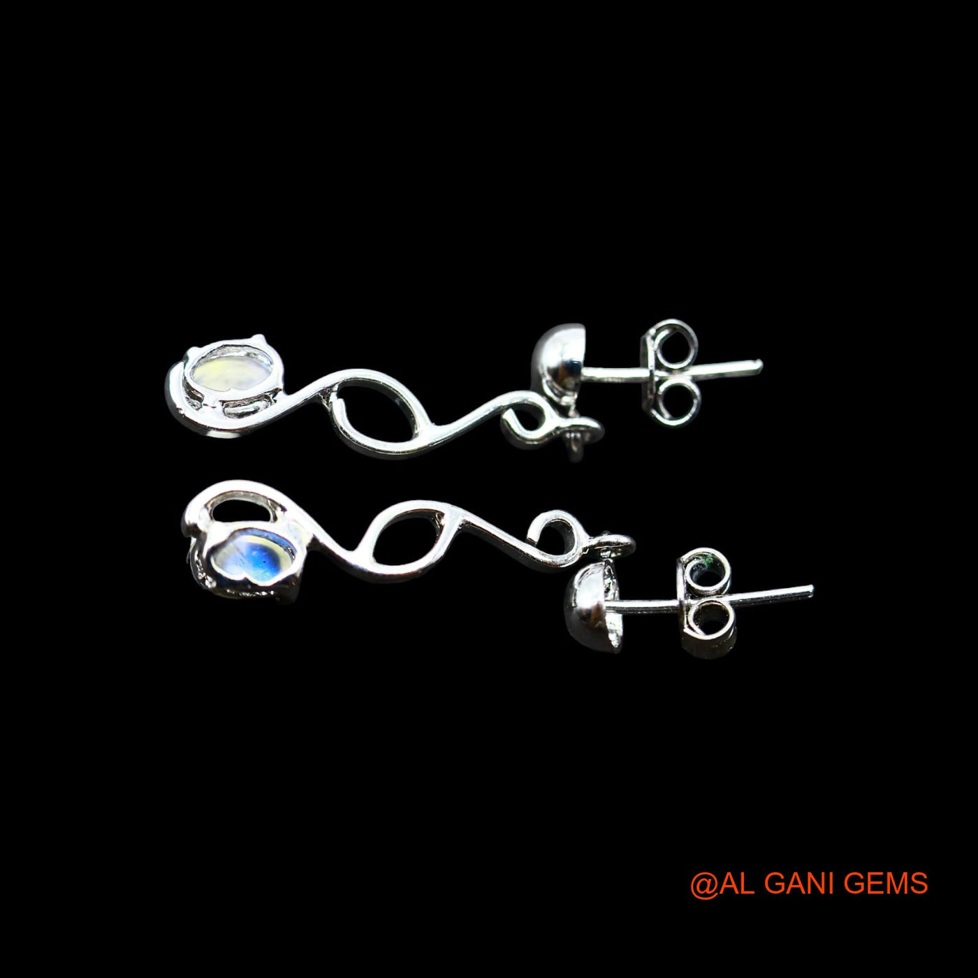 White Rainbow Moonstone Gemstone 925 Sterling Silver Drop Dangle Handcrafted Earrings SE-19
