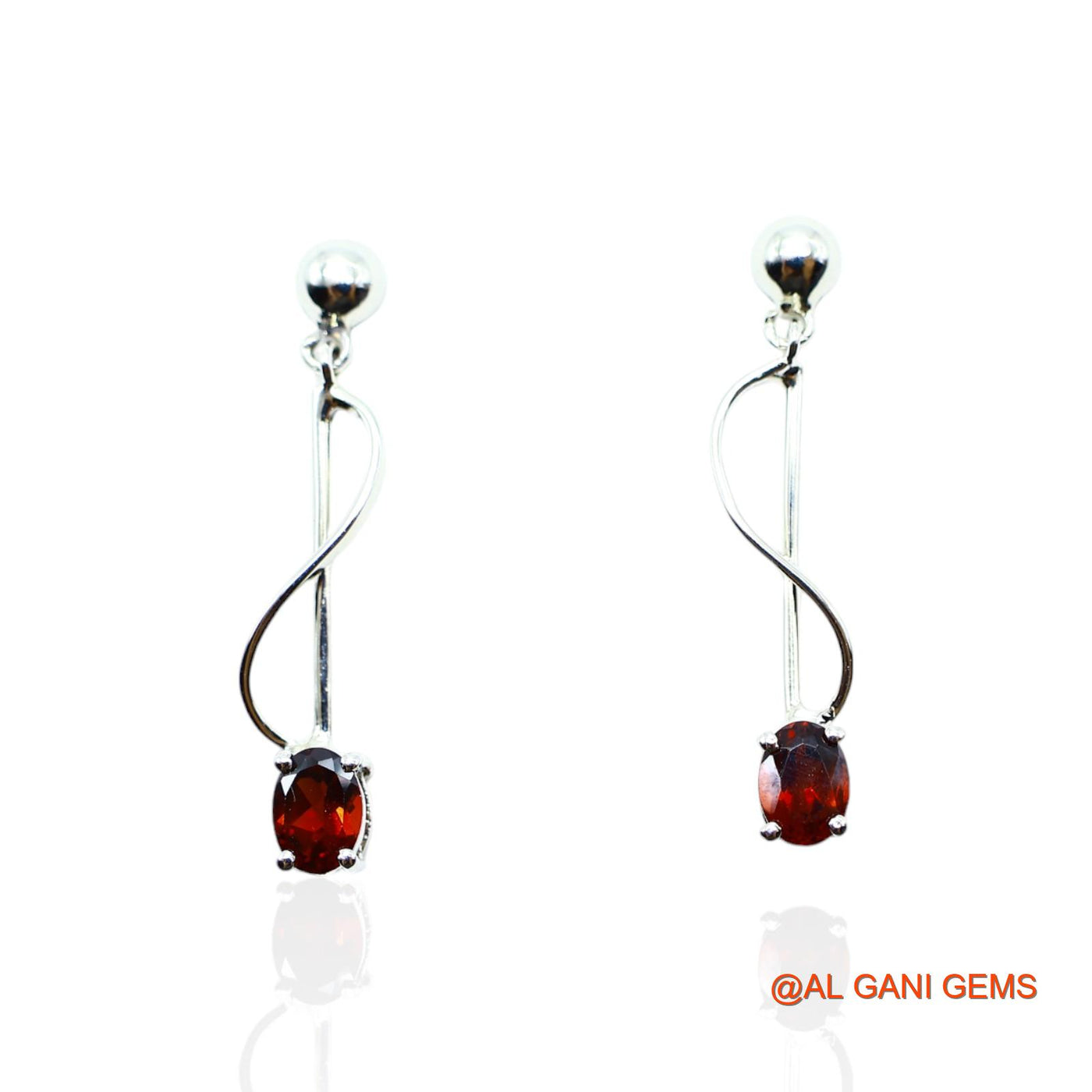 Sterling Silver Natural Garnet Mother Drop Dangle Artisan Earrings SE-1