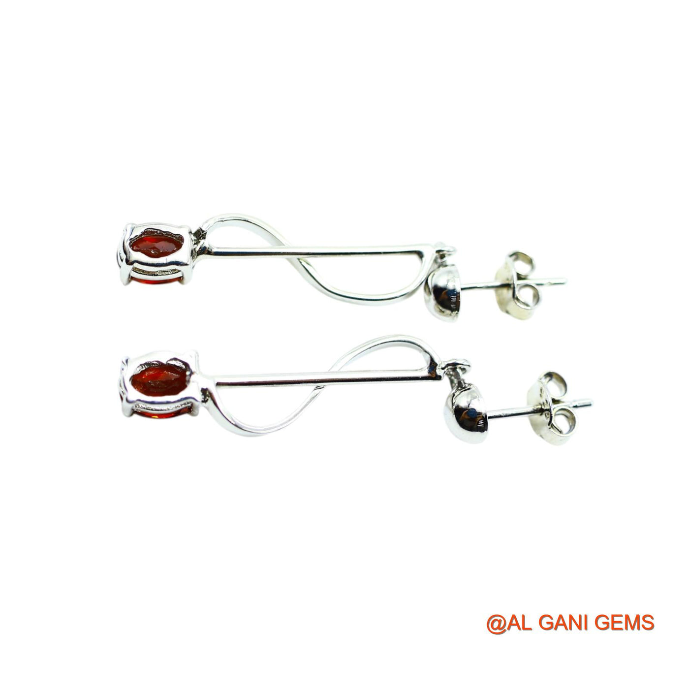 Sterling Silver Natural Garnet Mother Drop Dangle Artisan Earrings SE-1