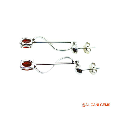 Sterling Silver Natural Garnet Mother Drop Dangle Artisan Earrings SE-1