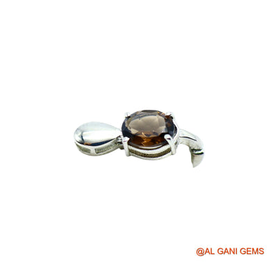 925 Silver Natural Smokey Topaz Handmade Hook Dangle Drop Bezel Earrings SE-21
