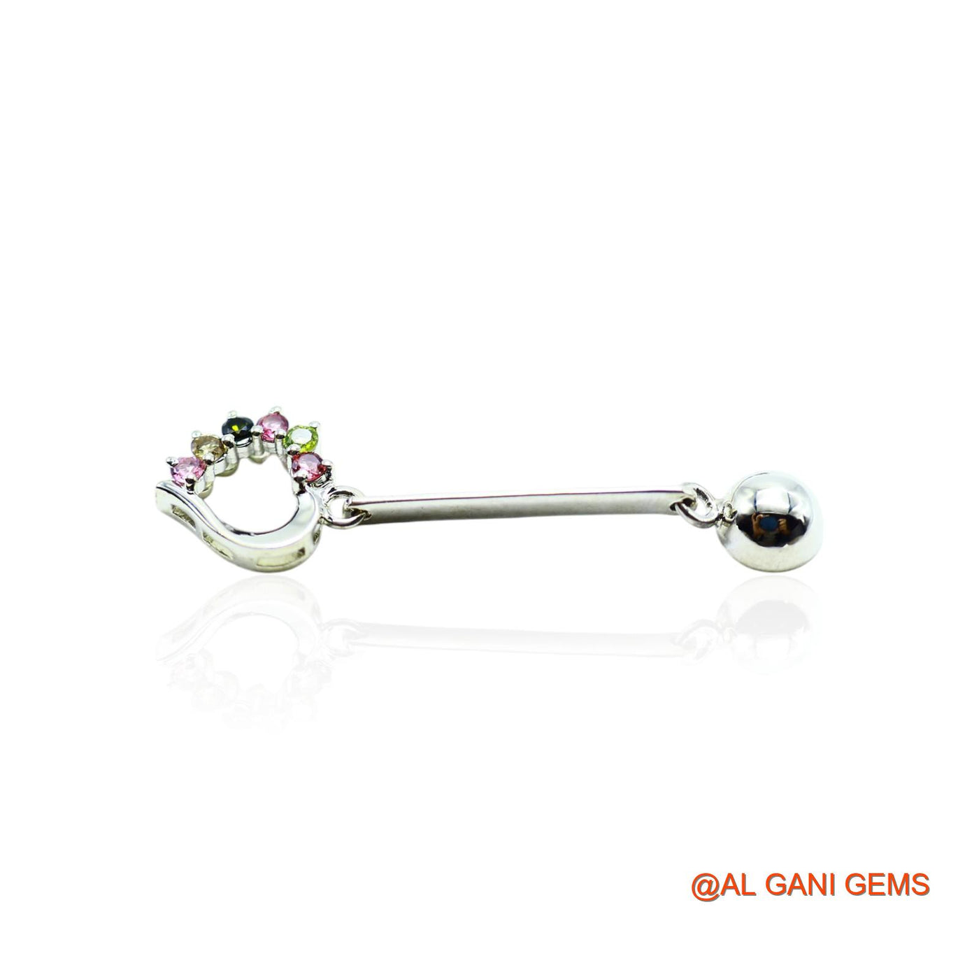 925 Sterling Silver Tourmaline Gemstone Bezel Dangling October Earrings SE-23
