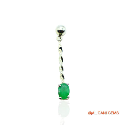 925 Silver Faceted May Emerald Gemstone Dangle Drop Hook Earrings SE-24