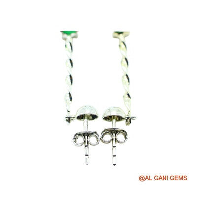 925 Silver Faceted May Emerald Gemstone Dangle Drop Hook Earrings SE-24