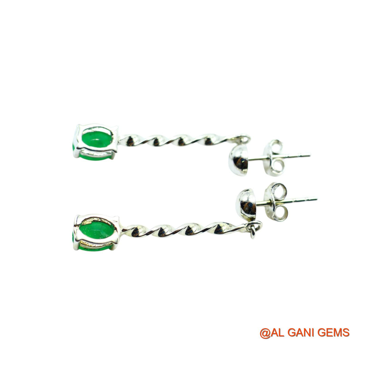 925 Silver Faceted May Emerald Gemstone Dangle Drop Hook Earrings SE-24