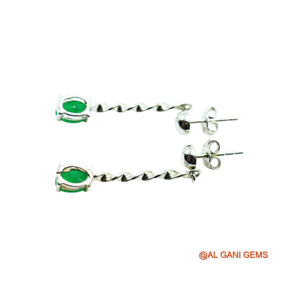 925 Silver Faceted May Emerald Gemstone Dangle Drop Hook Earrings SE-24