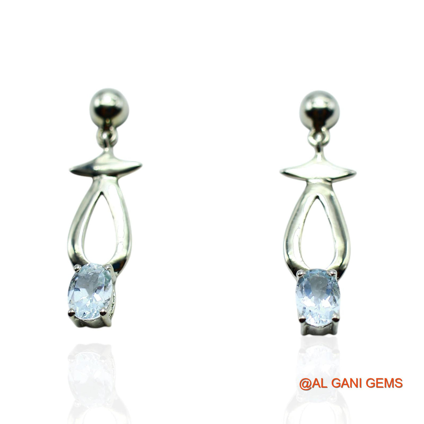 925 Sterling Silver Aquamarine Gemstone Mother Bezel Drop Boho Earrings SE-25