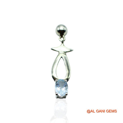 925 Sterling Silver Aquamarine Gemstone Mother Bezel Drop Boho Earrings SE-25
