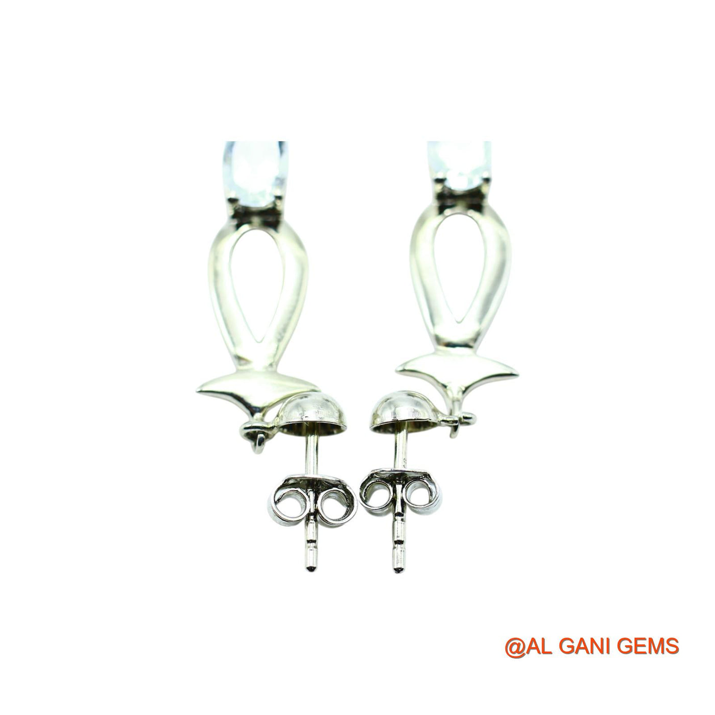 925 Sterling Silver Aquamarine Gemstone Mother Bezel Drop Boho Earrings SE-25