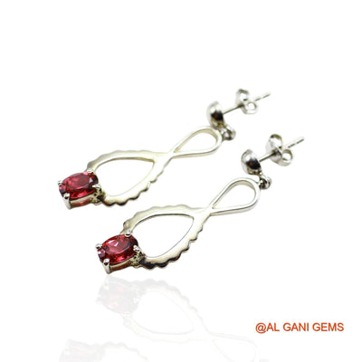 925 Silver Garnet Gemstone Handcrafted Mother Dangle Drop Earrings SE-26