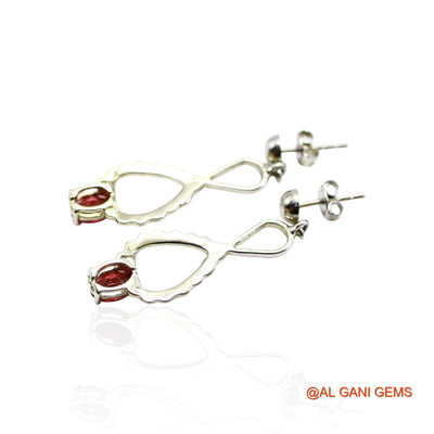 925 Silver Garnet Gemstone Handcrafted Mother Dangle Drop Earrings SE-26