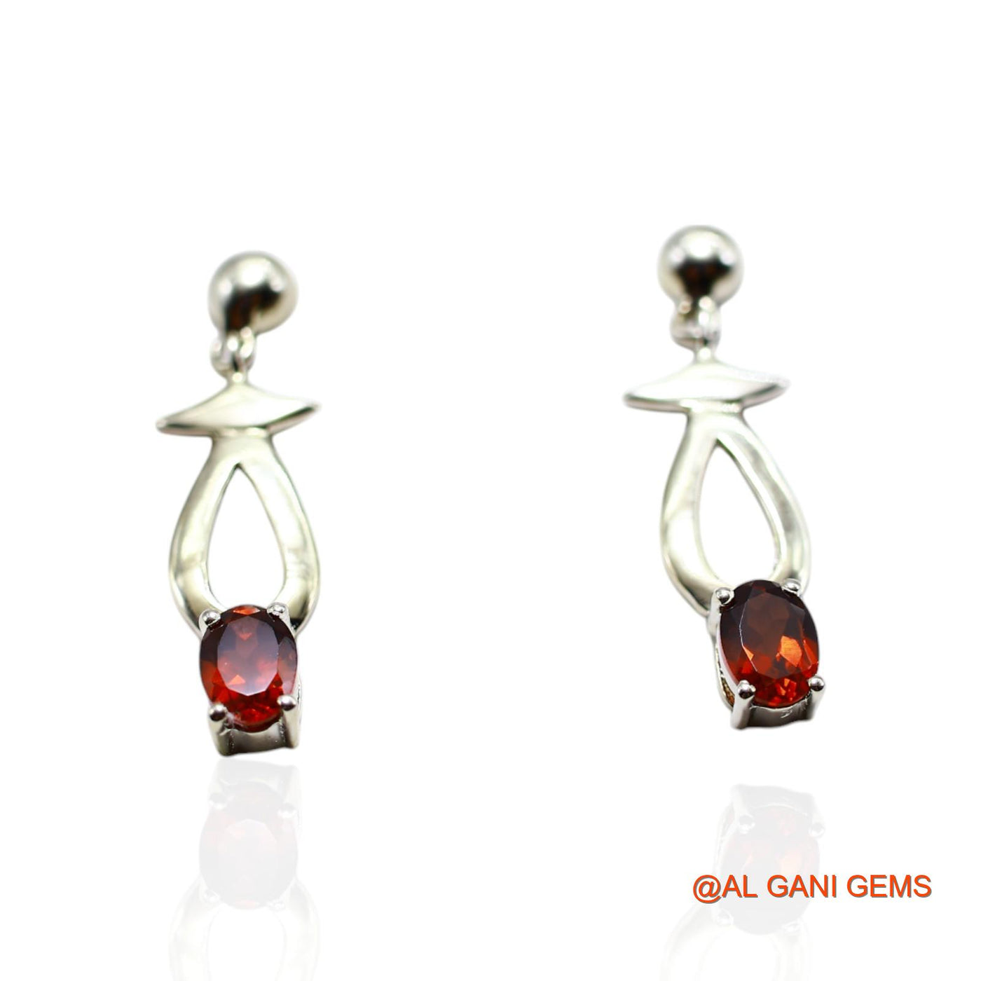 Faceted Garnet Stone 925 Silver January Birth Drop Antique Earrings SE-27