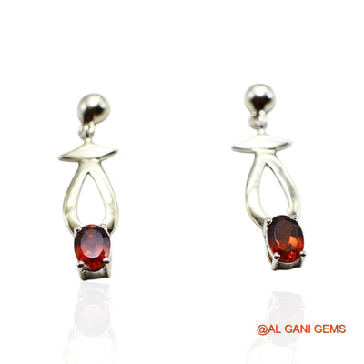 Faceted Garnet Stone 925 Silver January Birth Drop Antique Earrings SE-27