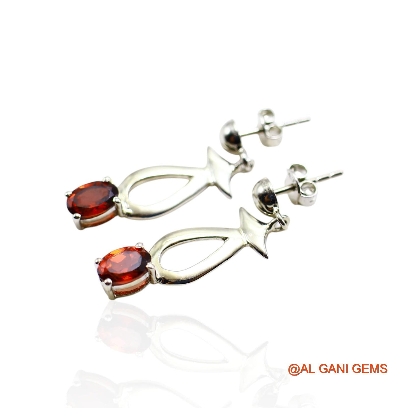Faceted Garnet Stone 925 Silver January Birth Drop Antique Earrings SE-27