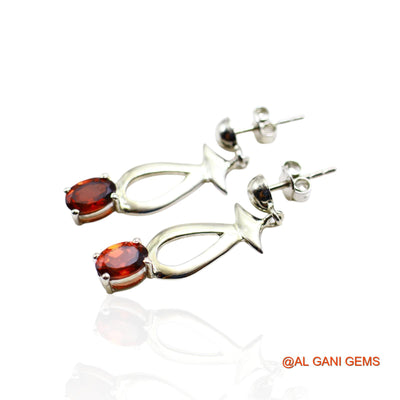 Faceted Garnet Stone 925 Silver January Birth Drop Antique Earrings SE-27