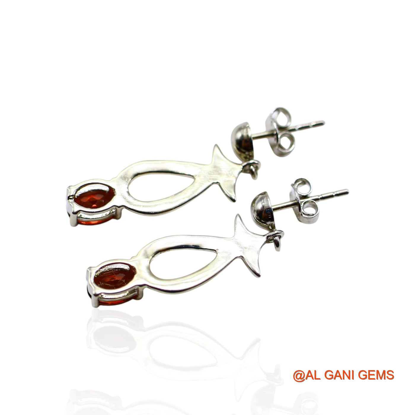 Faceted Garnet Stone 925 Silver January Birth Drop Antique Earrings SE-27