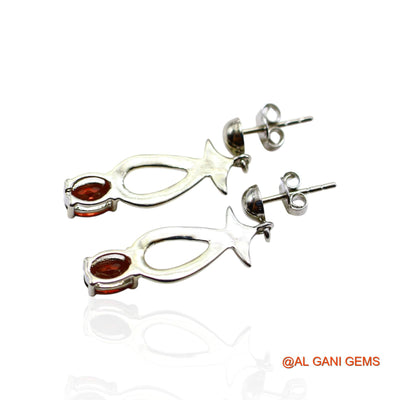 Faceted Garnet Stone 925 Silver January Birth Drop Antique Earrings SE-27