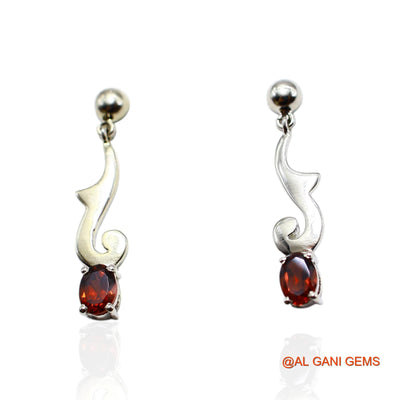 Natural Garnet Bezel Hook Dangle Mother Earrings 925 Sterling Silver SE-28