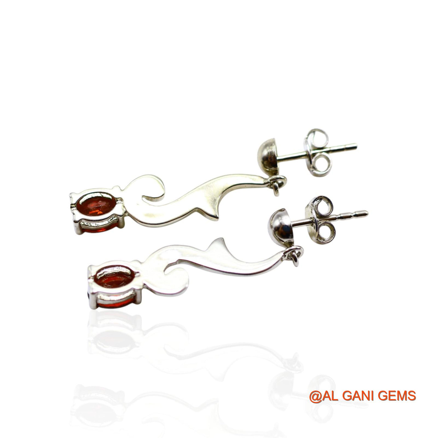 Natural Garnet Bezel Hook Dangle Mother Earrings 925 Sterling Silver SE-28