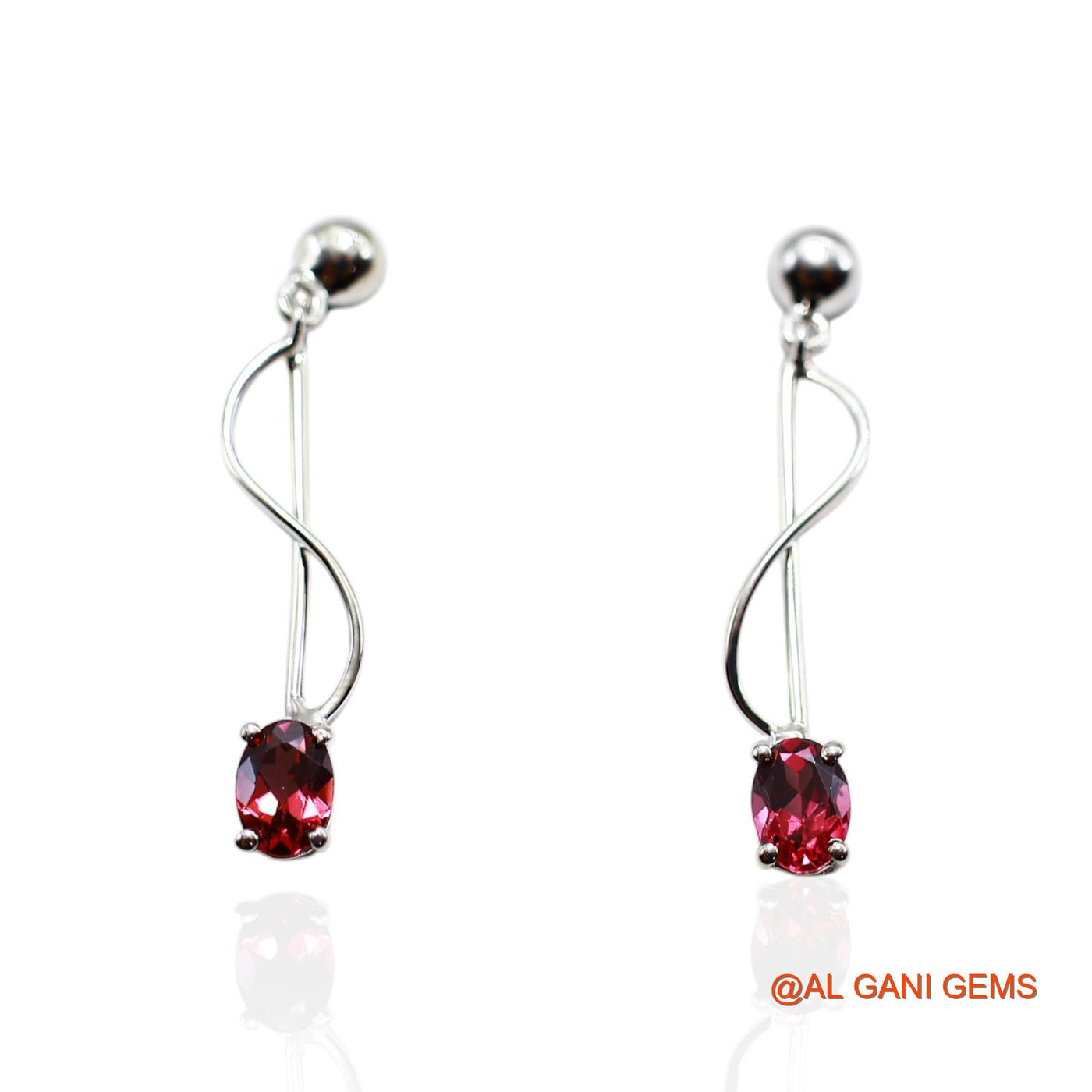 925 Sterling Silver Garnet Gemstone Mother Drop Dangle Hook Earrings SE-29
