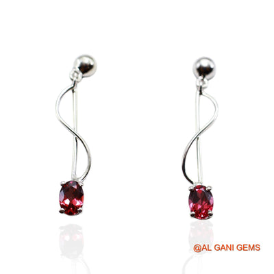 925 Sterling Silver Garnet Gemstone Mother Drop Dangle Hook Earrings SE-29