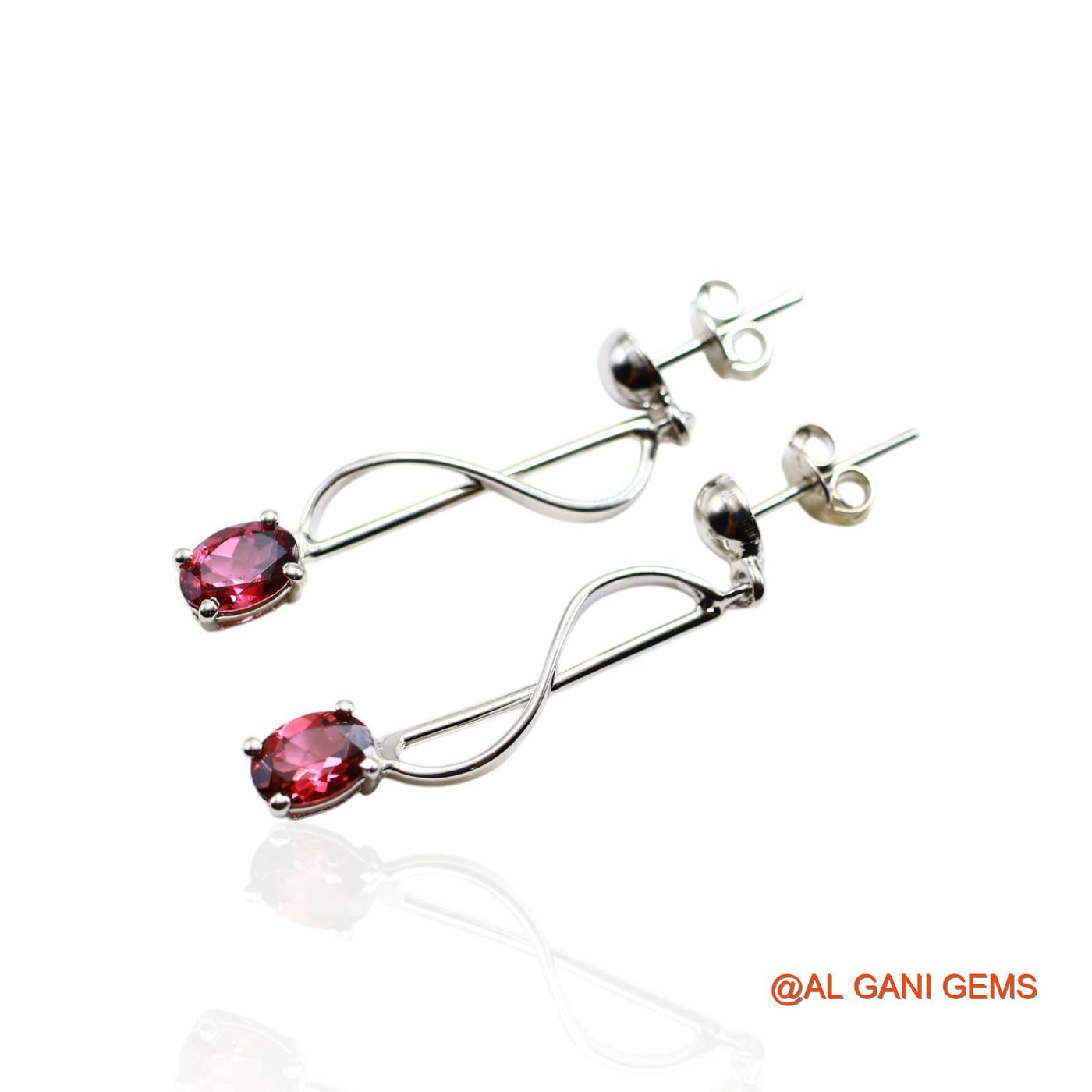 925 Sterling Silver Garnet Gemstone Mother Drop Dangle Hook Earrings SE-29