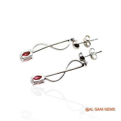 925 Sterling Silver Garnet Gemstone Mother Drop Dangle Hook Earrings SE-29