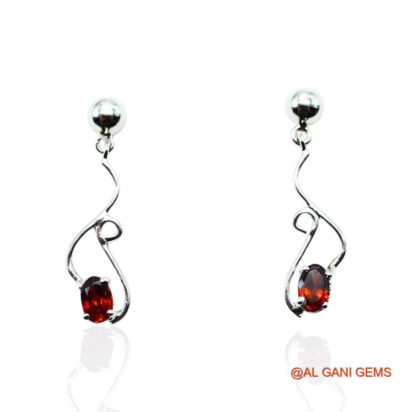 Garnet Gemstone Hook Dangling Handmade Earrings 925 Sterling Silver SE-2