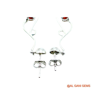 Garnet Gemstone Hook Dangling Handmade Earrings 925 Sterling Silver SE-2