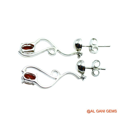Garnet Gemstone Hook Dangling Handmade Earrings 925 Sterling Silver SE-2