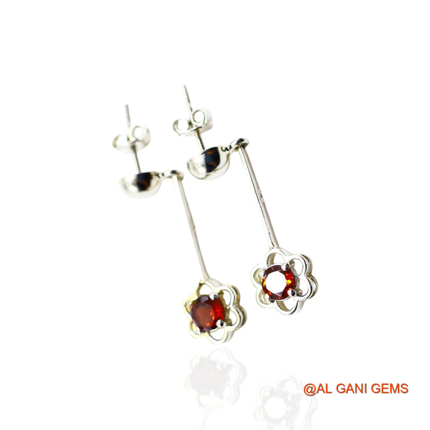 925 Silver Garnet Gemstone Hook Dainty Dangling Root Chakra Earrings SE-31