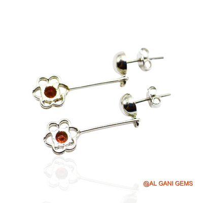 925 Silver Garnet Gemstone Hook Dainty Dangling Root Chakra Earrings SE-31