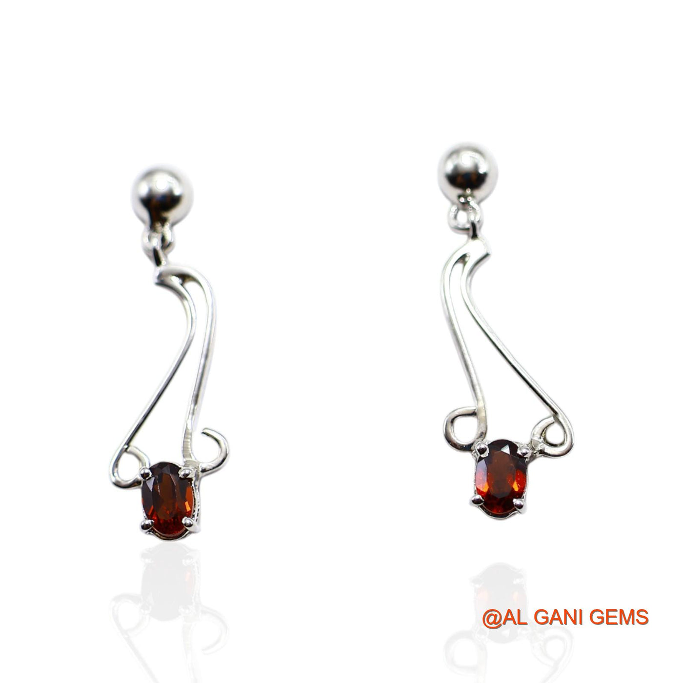 Garnet Gemstone Bezel Drop Dangle Hook Earrings 925 Sterling Silver SE-32