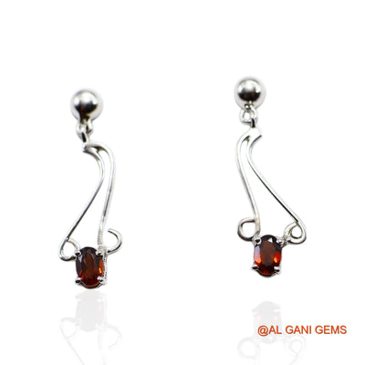 Garnet Gemstone Bezel Drop Dangle Hook Earrings 925 Sterling Silver SE-32