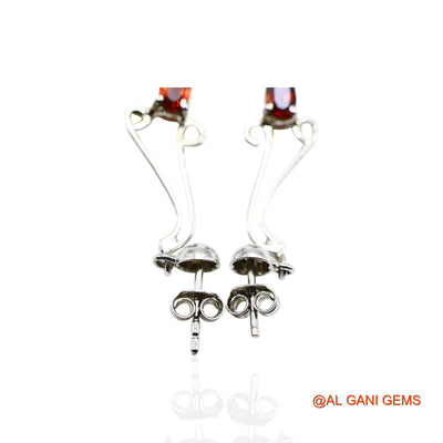 Garnet Gemstone Bezel Drop Dangle Hook Earrings 925 Sterling Silver SE-32