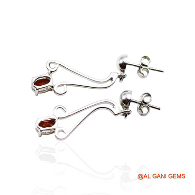 Garnet Gemstone Bezel Drop Dangle Hook Earrings 925 Sterling Silver SE-32